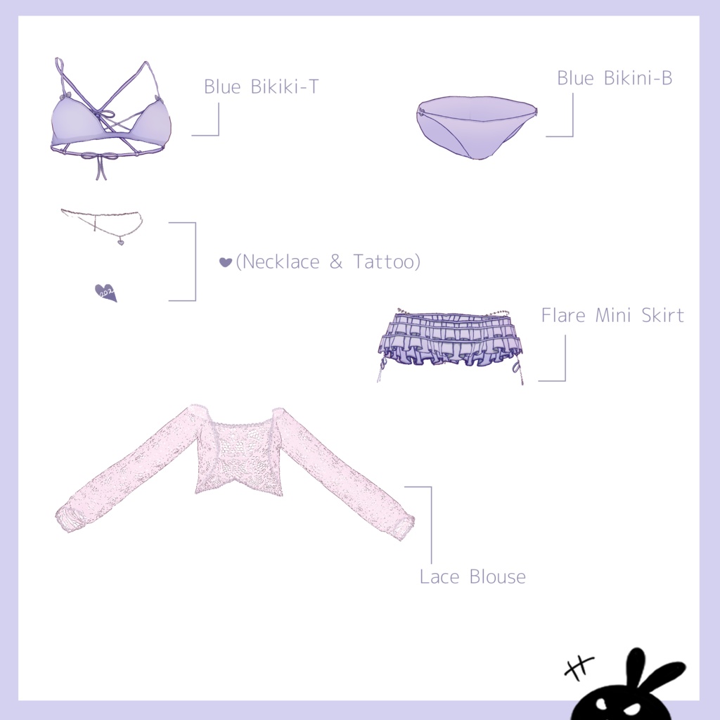 【VRoid用】水着セット・Blue swimsuit set【Vroid Custom Item】