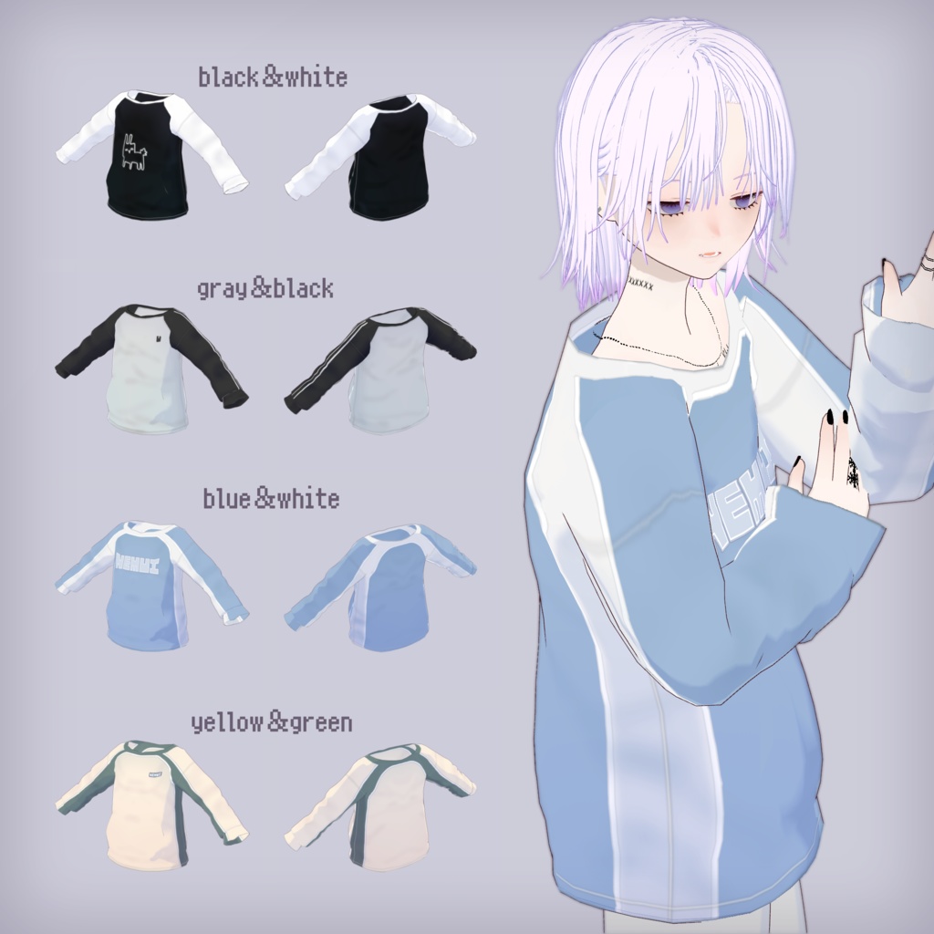 【Vroid用】ロンT ×4【Llong sleeve Tshirt】