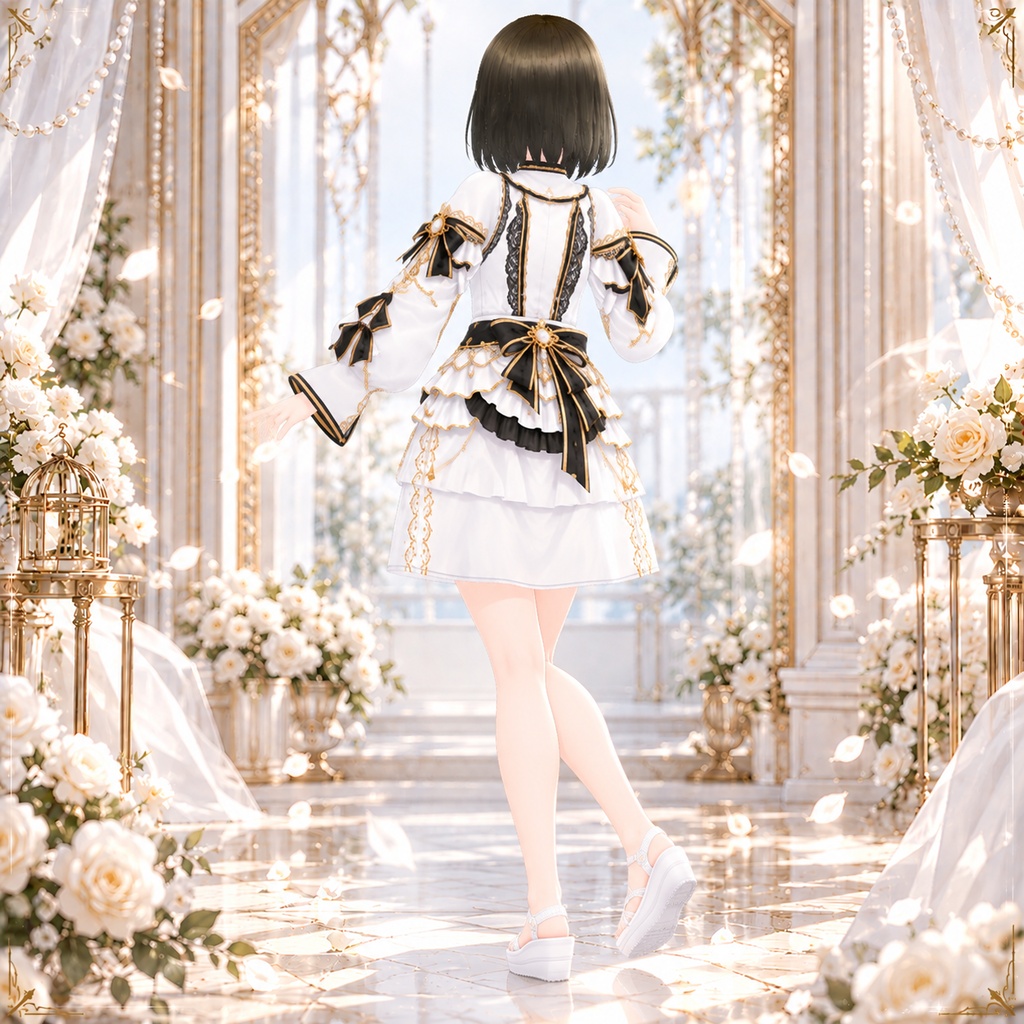Royal Noir White Dress|VRoid用 クラシカルワンピース