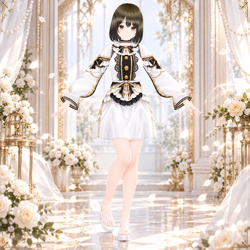Royal Noir White Dress|VRoid用 クラシカルワンピース