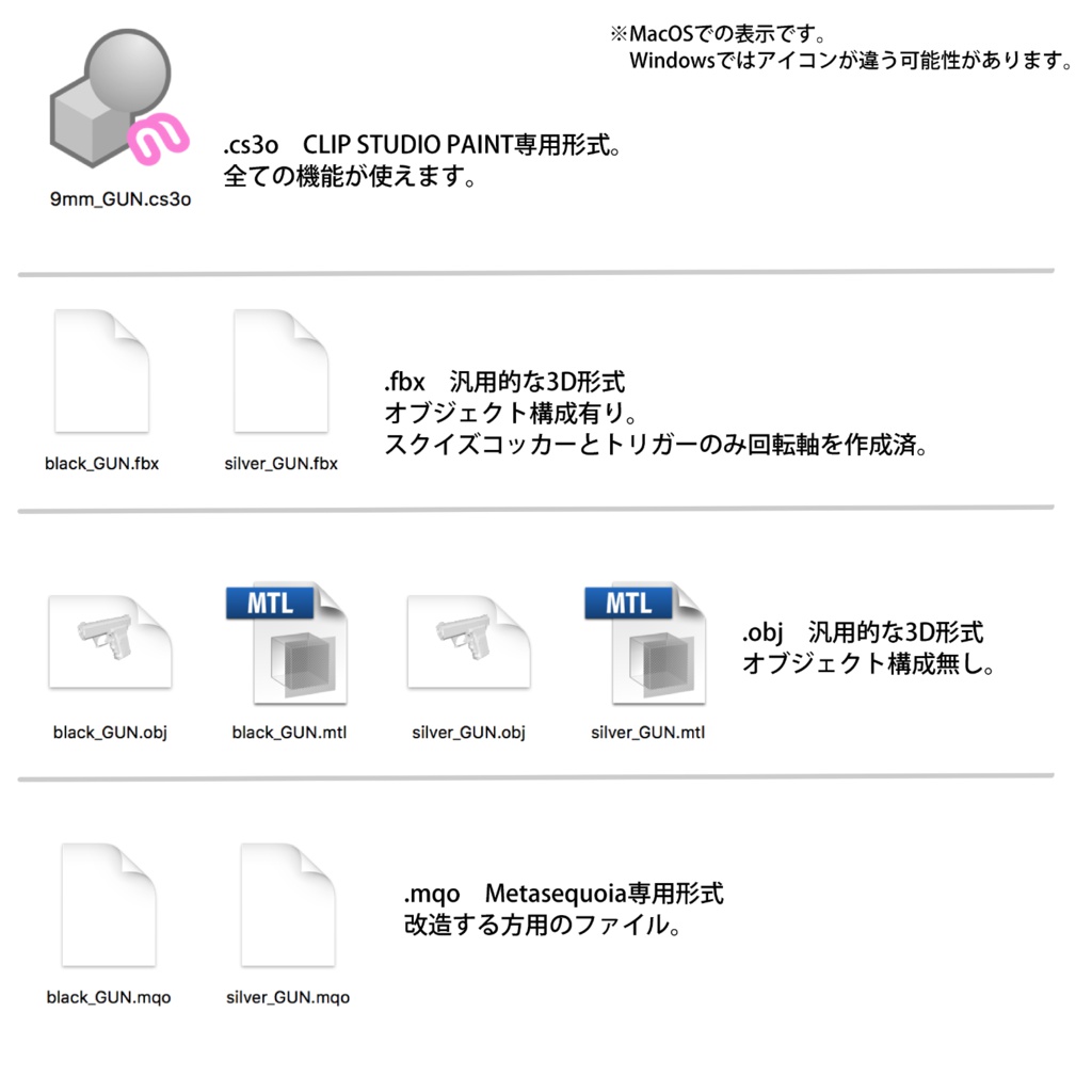 3d素材 9mm口径自動拳銃 ゆりかごより墓場がいい Booth