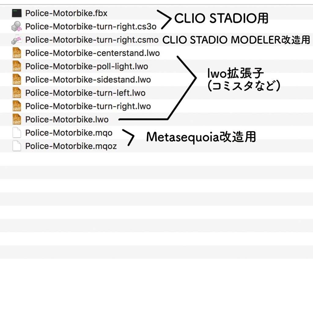 【3D素材】白バイ