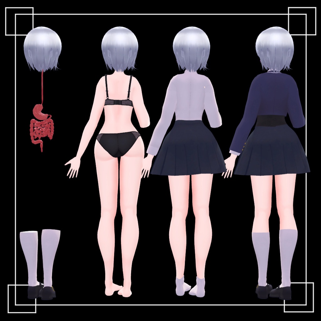 【百海 空良】内臓付属ver.百海 空良 (丸呑み特化仕様) 【オリジナル3Dモデル】