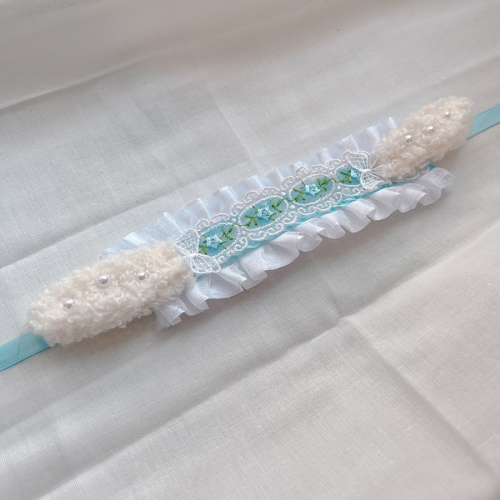 ぬい用ヘッドドレス(ブルーフラワーうさちゃん)