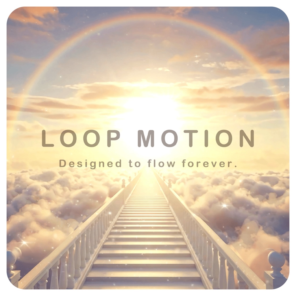 【 動く背景 】虹がかかる空へと続く美しい階段｜高画質シームレスループ動画