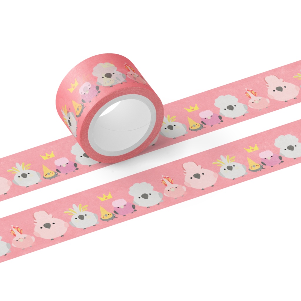 冠羽オウムマスキングテープ（ピンク）