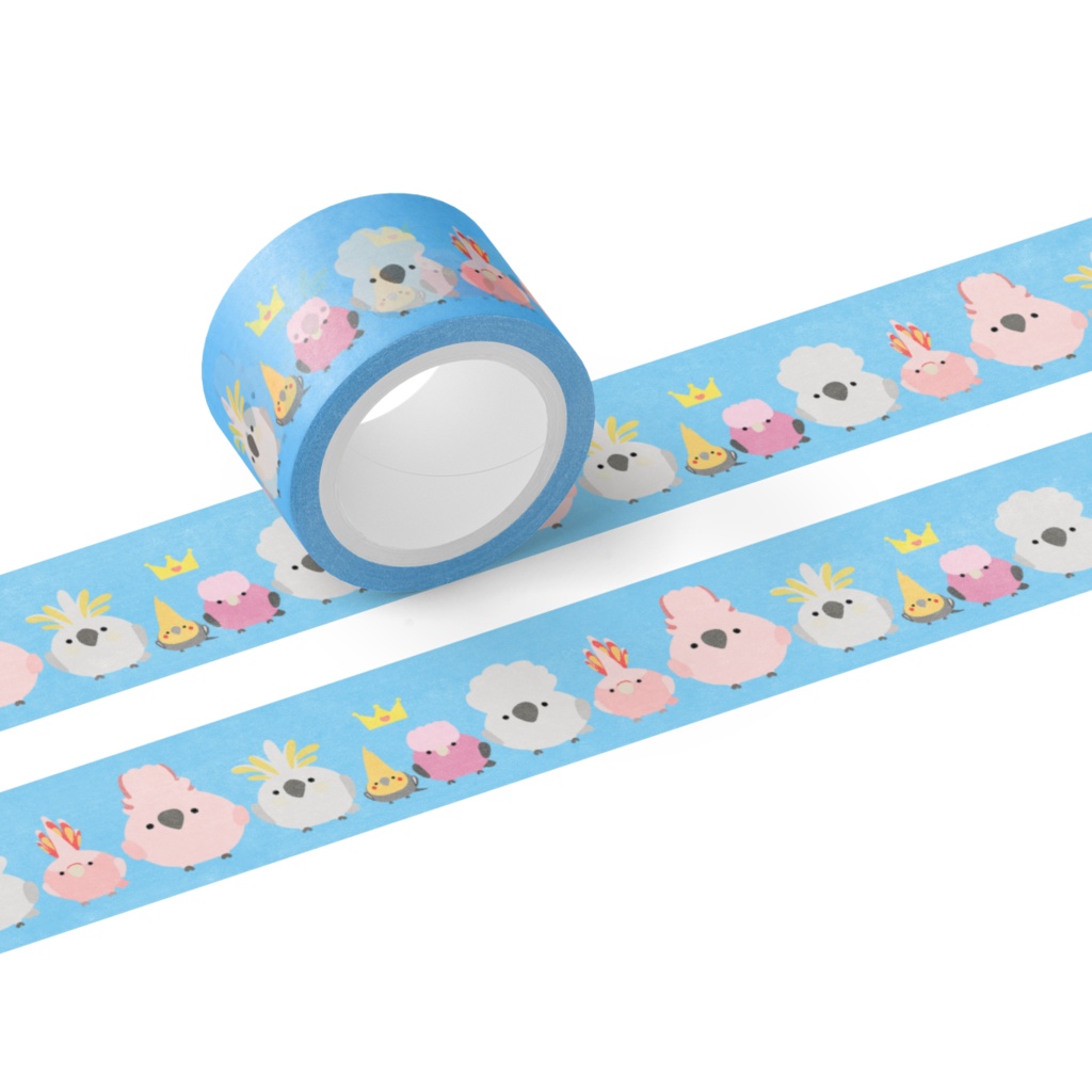 オウムマスキングテープ（スカイブルー）
