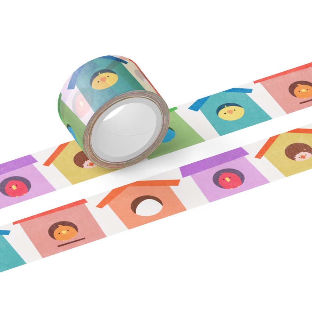 小鳥と巣箱のマスキングテープ