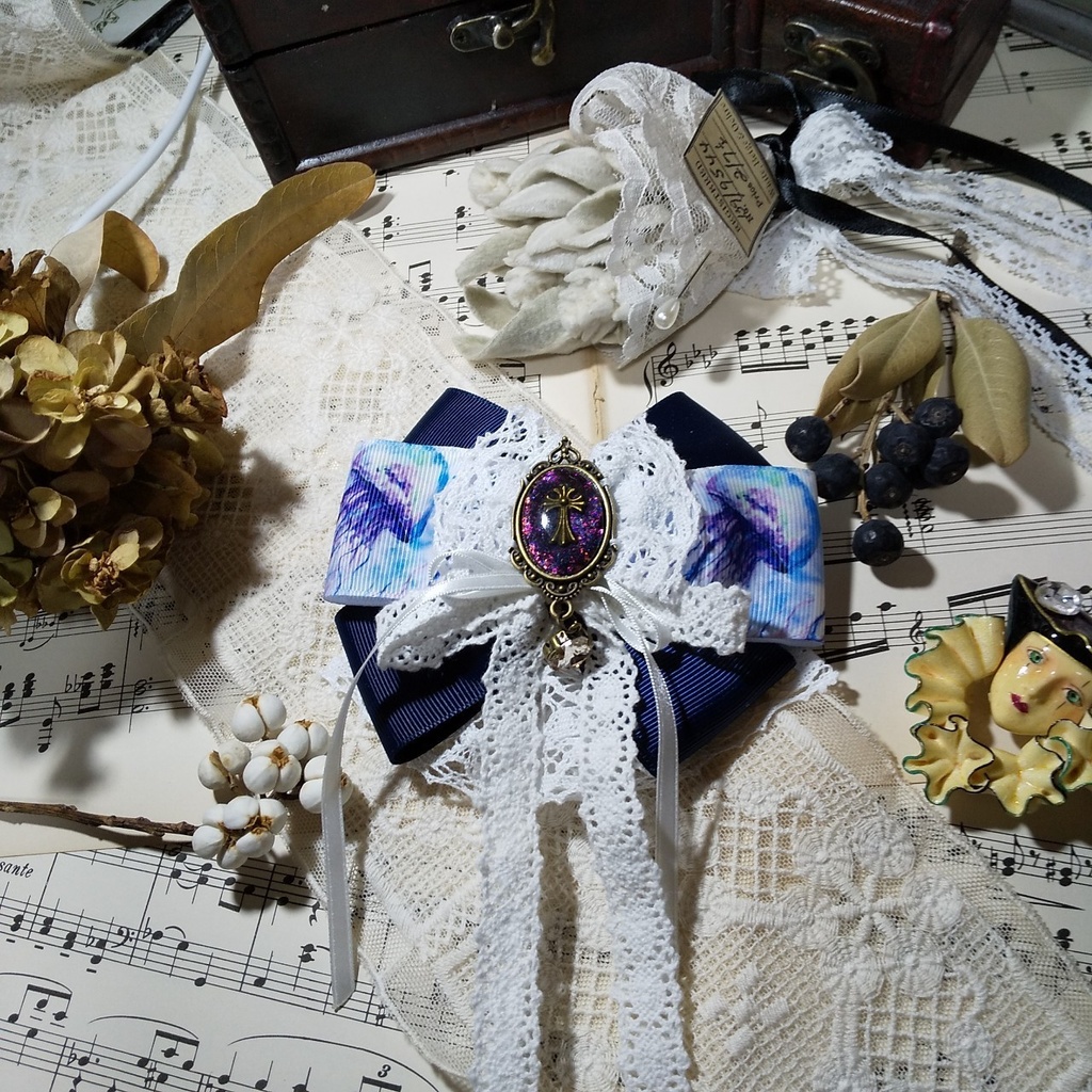 オリジナルカボションの2wayクリップ(ブルー)