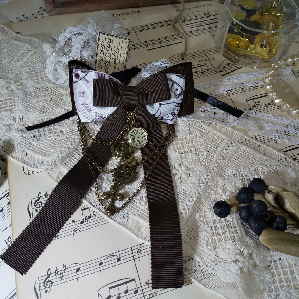 スチームパンクテイストの2wayクリップ(茶色)