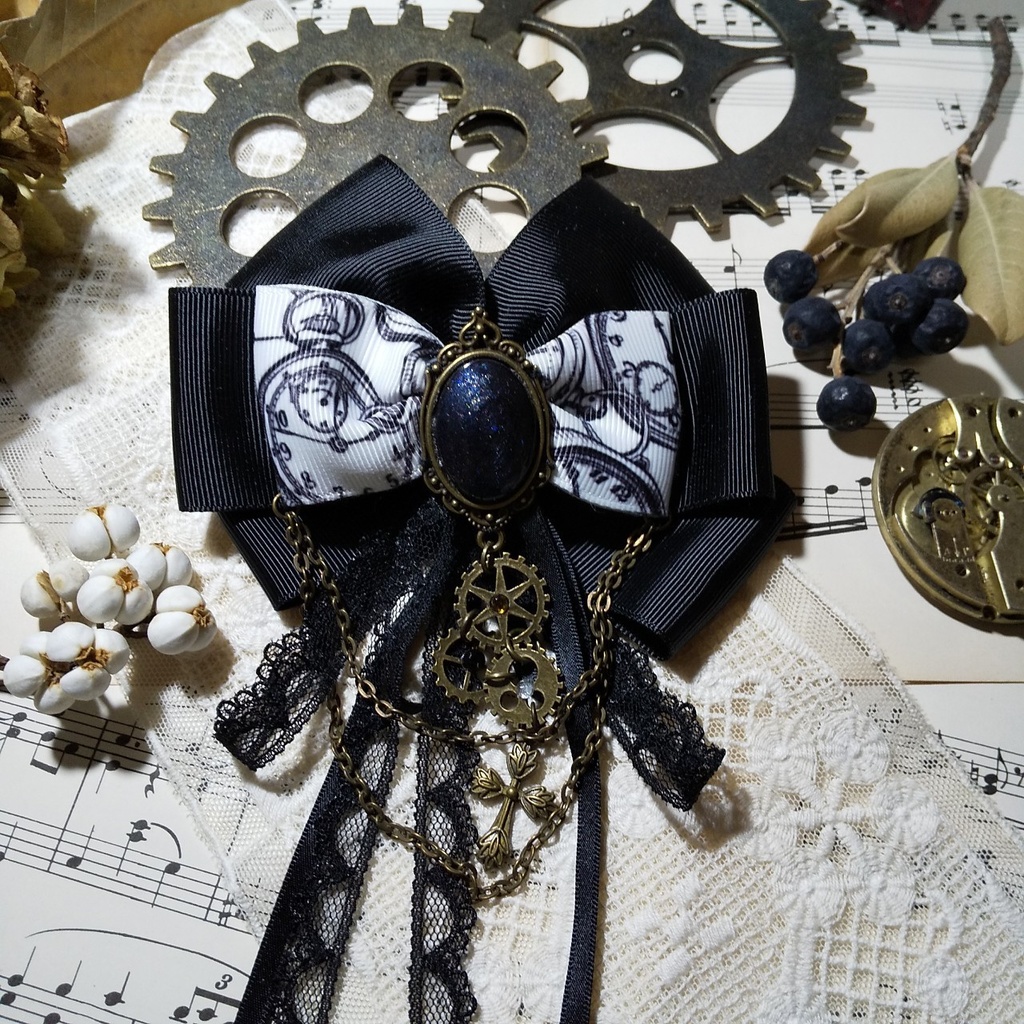 スチームパンクテイストの2wayクリップ(黒)