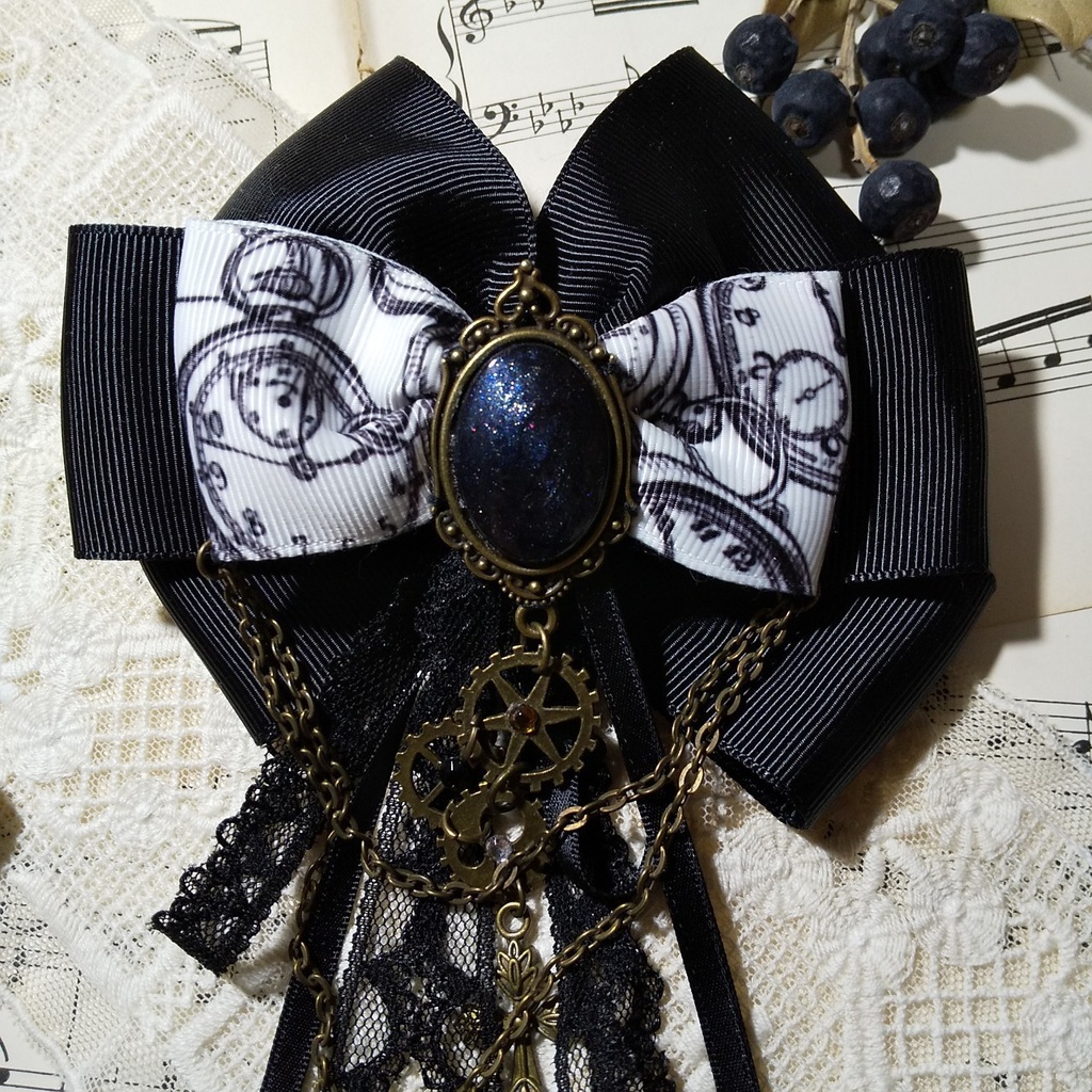 スチームパンクテイストの2wayクリップ(黒)