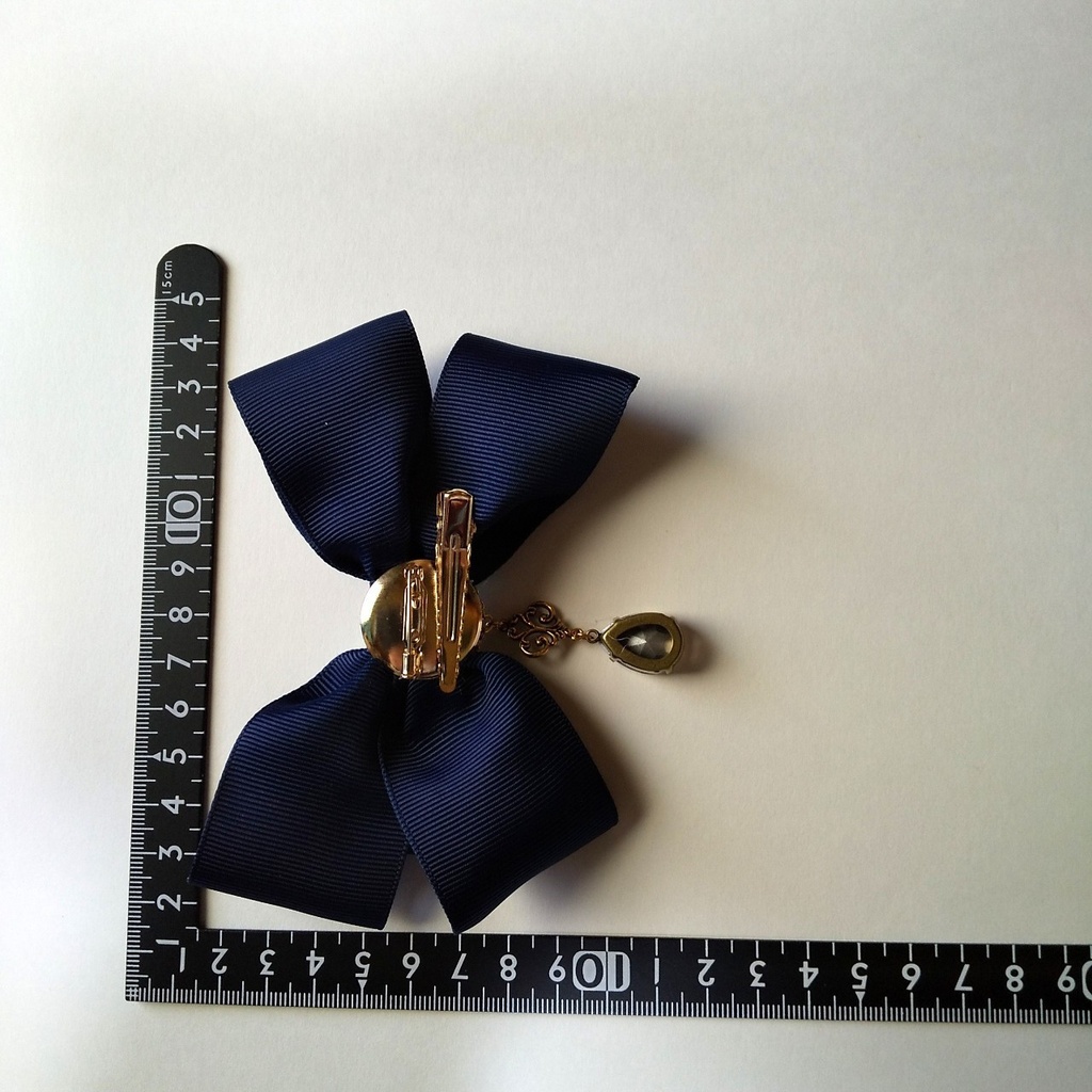 虹色しずくビジューのふんわりリボン2wayクリップ(ブルー)