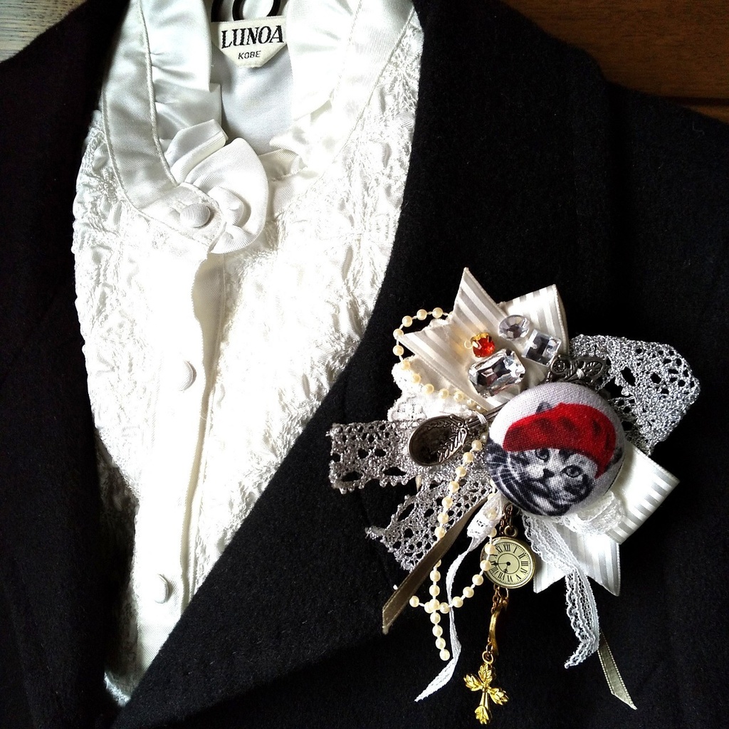 ネコのデココサージュ(2wayクリップ)②