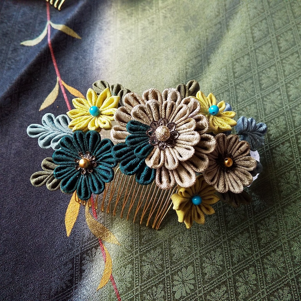 つまみ細工の髪飾り～earth 