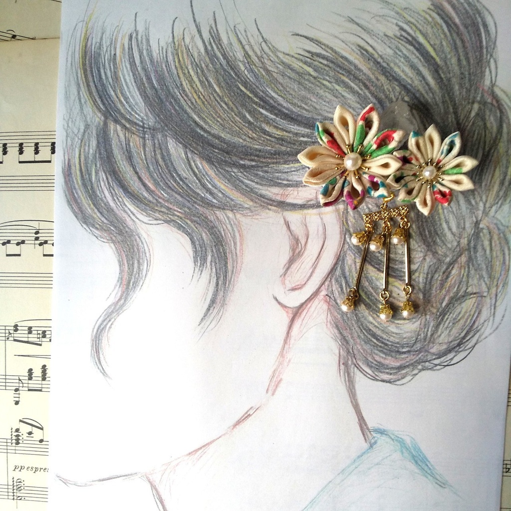 【ドール兼用】つまみ細工のミニクリップ