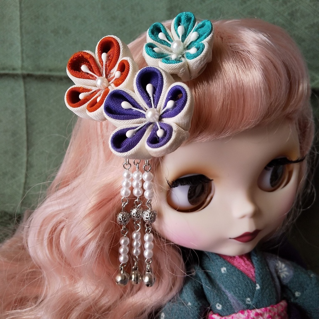 【ドール兼用】つまみ細工のミニクリップ