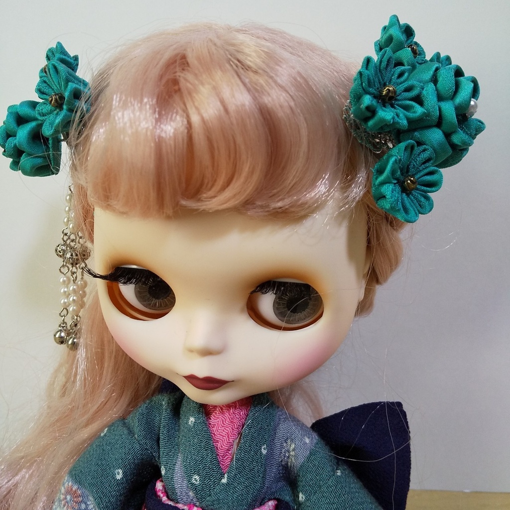 【ドール兼用】つまみ細工のミニクリップ~2点セット