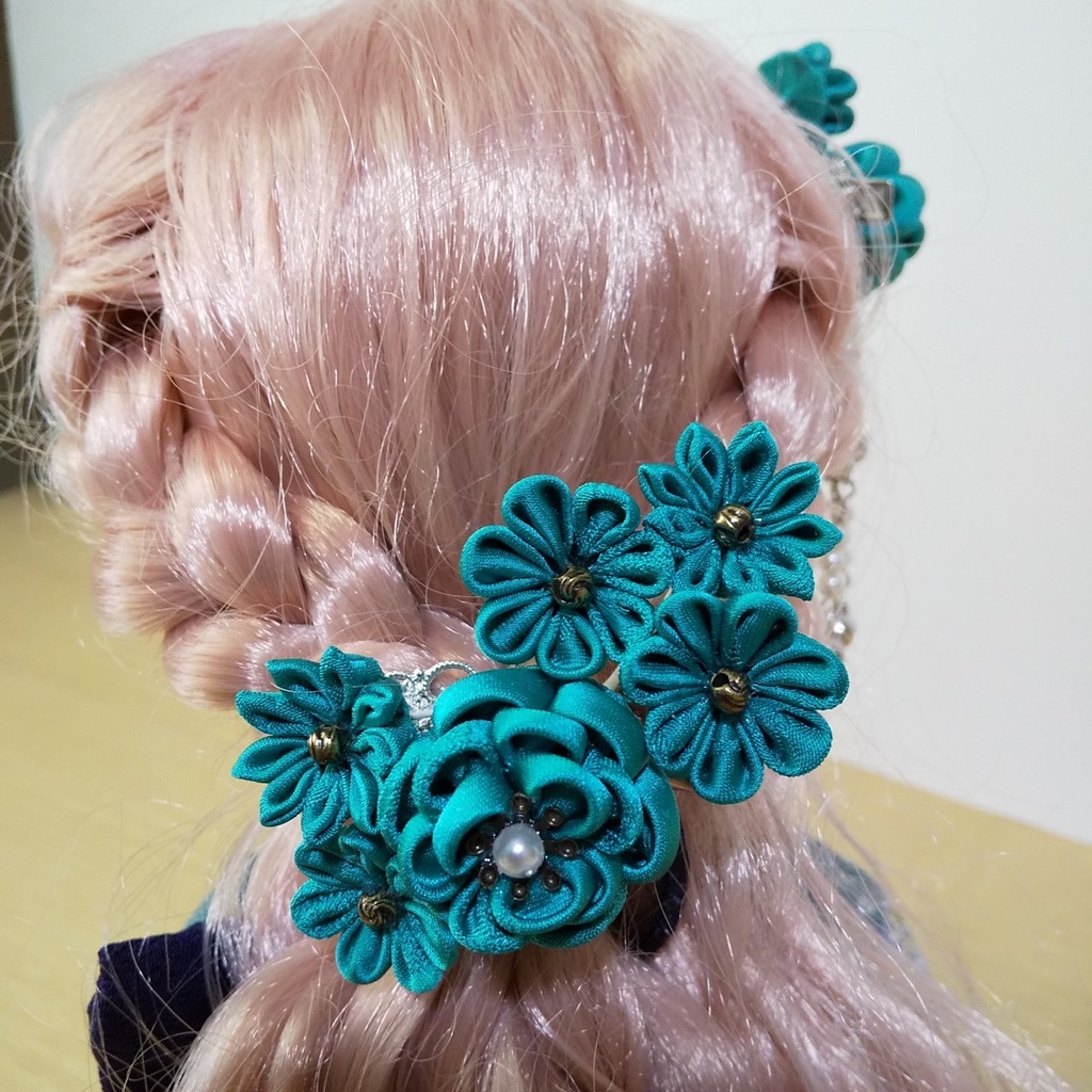 【ドール兼用】つまみ細工のミニクリップ~2点セット