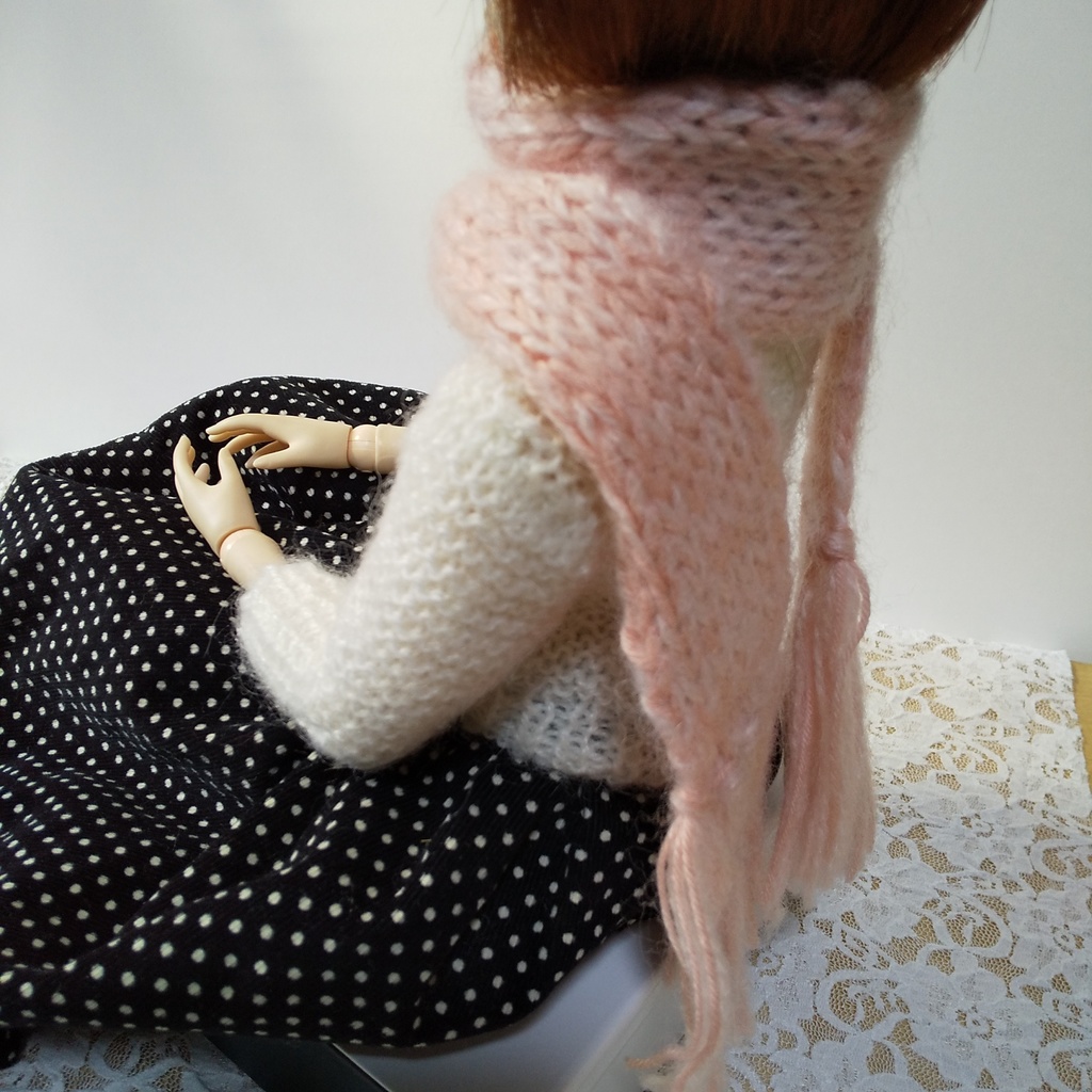 ドール用ロングマフラー(ピンク)