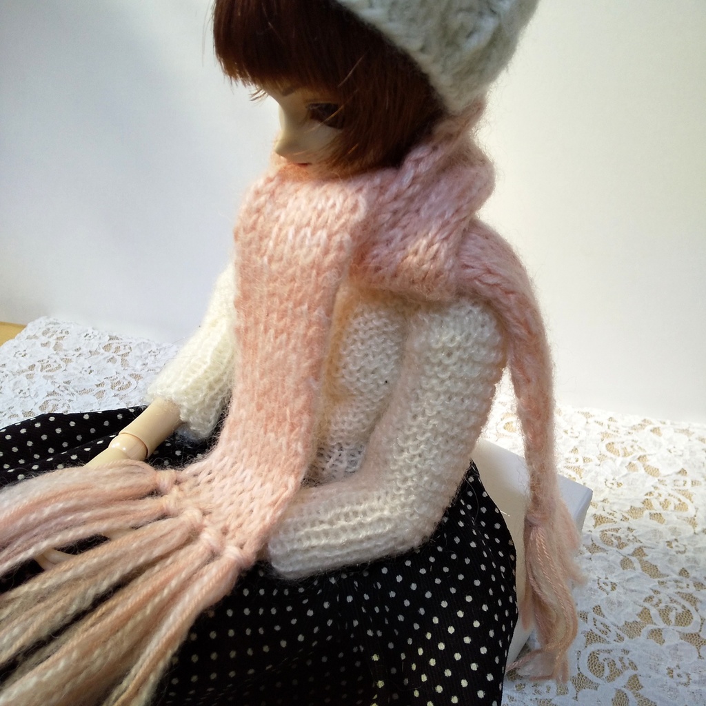 ドール用ロングマフラー(ピンク)