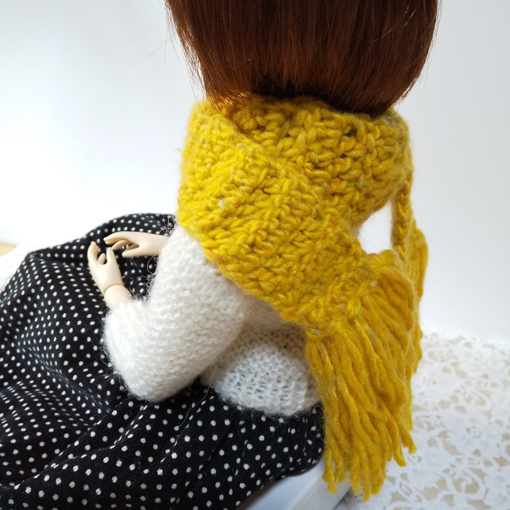 ドール用ロングマフラー(イエロー)