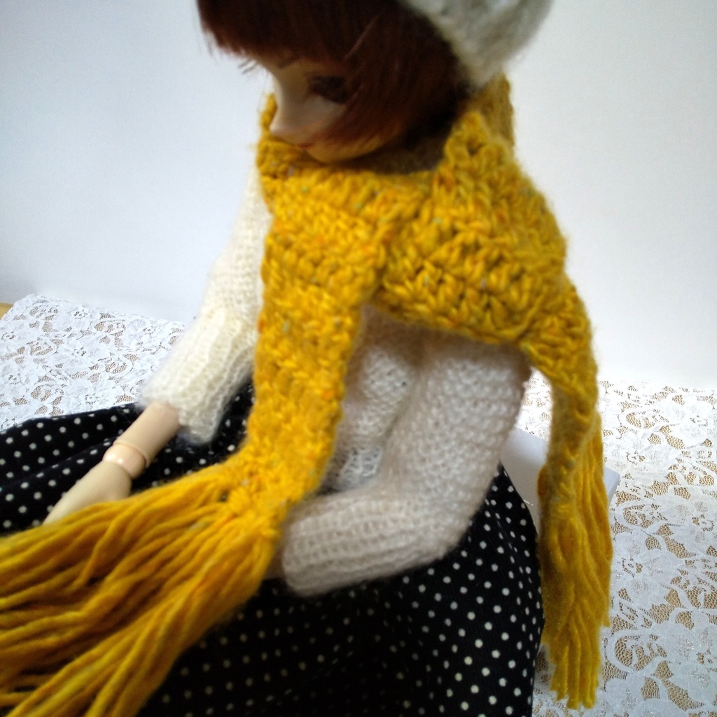 ドール用ロングマフラー(イエロー)