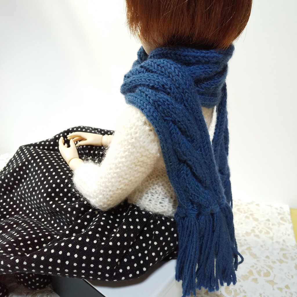 ドール用ロングマフラー(ブルー系)