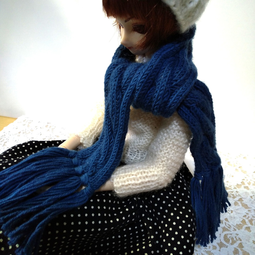 ドール用ロングマフラー(ブルー系)