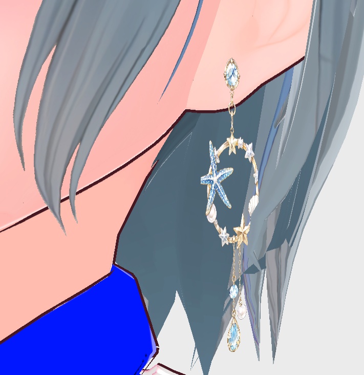 【期間限定価格】海イヤリング・ピアス16種セット 【色変更・改変・商用利用可】 Vroid,VRChat,VTuber,3Dモデル