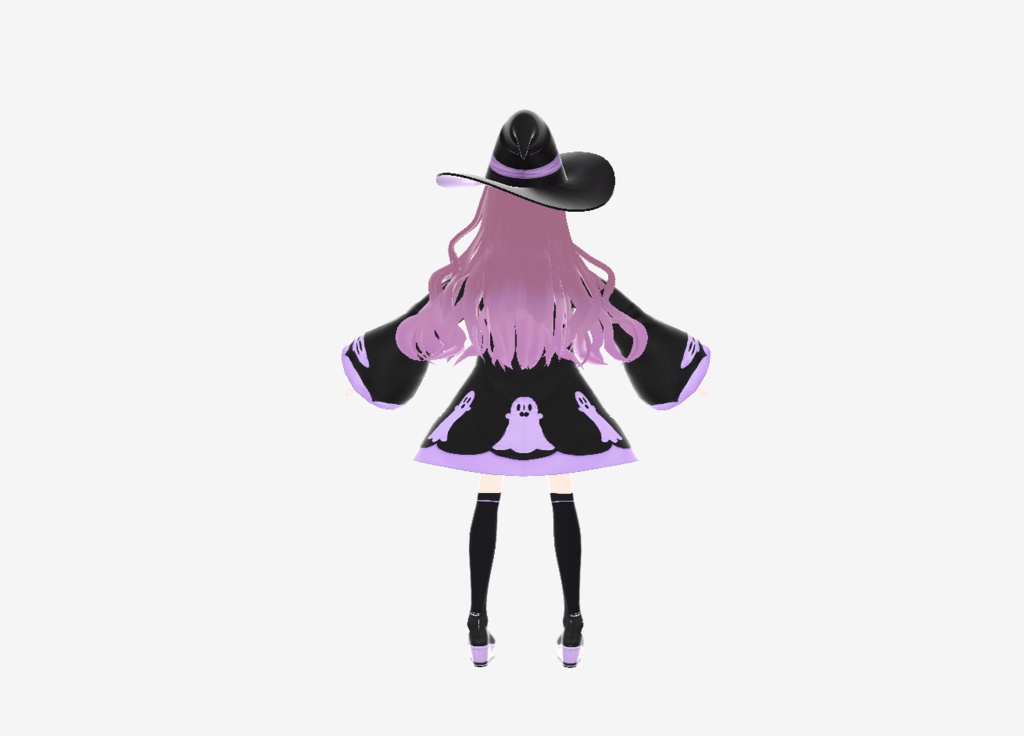 【VRoid】おばけ魔女コーデセット|ブラック×ラベンダー|桃花わた