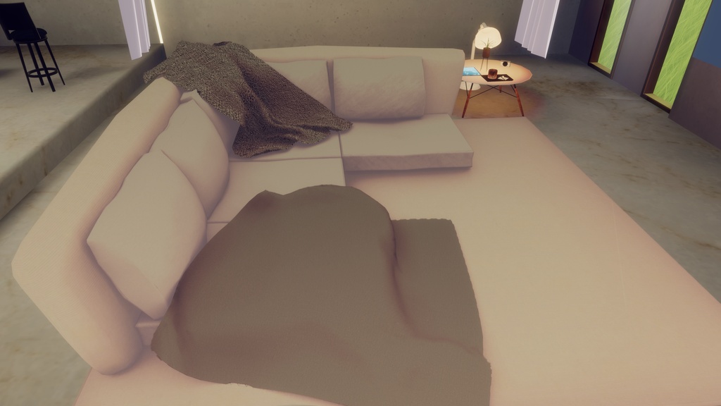 【VRC】別荘風モダンローソファー_改【家具・小物】