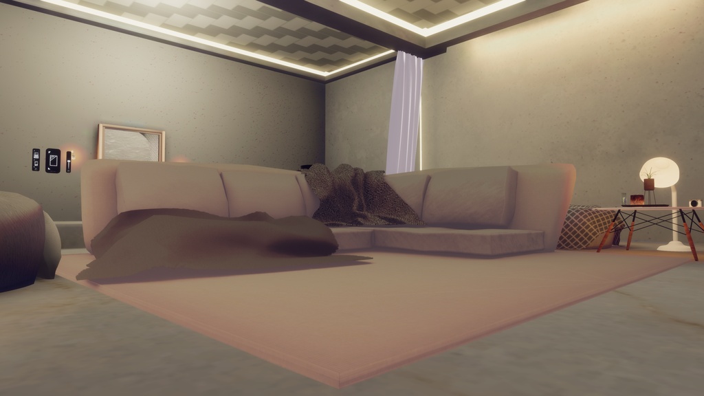 【VRC】別荘風モダンローソファー_改【家具・小物】