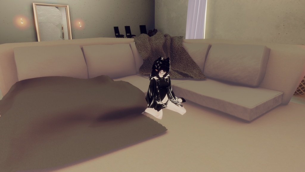 【VRC】別荘風モダンローソファー_改【家具・小物】