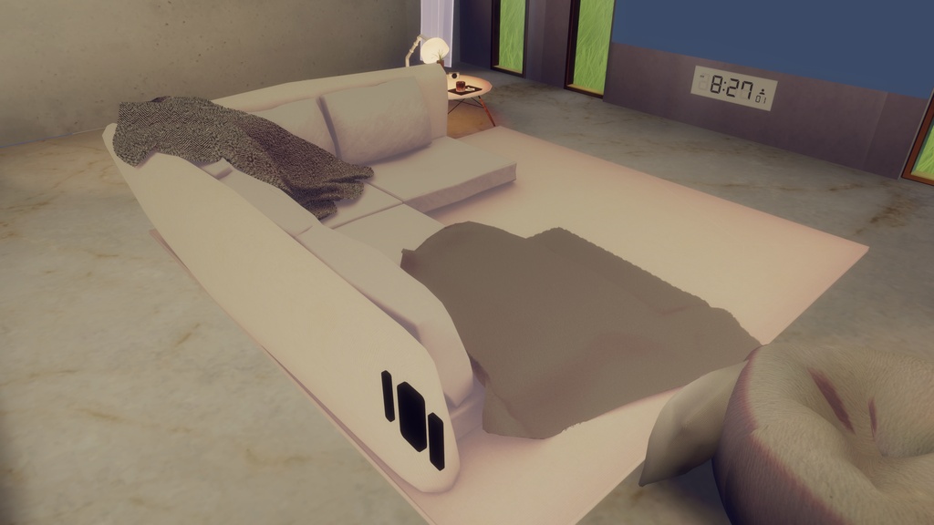 【VRC】別荘風モダンローソファー_改【家具・小物】