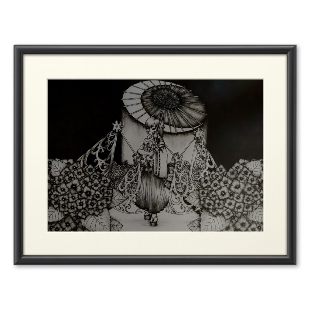 森の小径」 (大) 複製画 額・マット付き 絵画 お絵描き屋 SHIHO☆ 通販｜Creema(クリーマ) 11983596