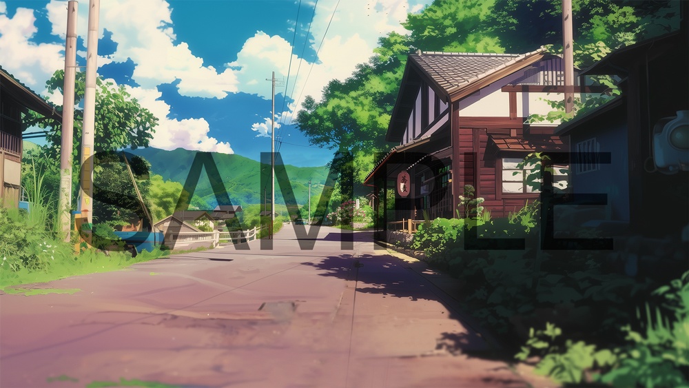 【背景素材】ノスタルジックな夏の田舎道 - 時間差分あり