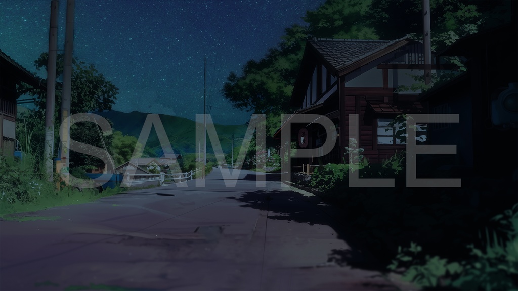 【背景素材】ノスタルジックな夏の田舎道 - 時間差分あり