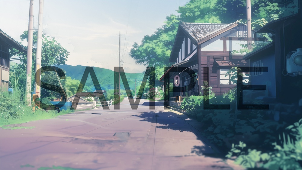 【背景素材】ノスタルジックな夏の田舎道 - 時間差分あり