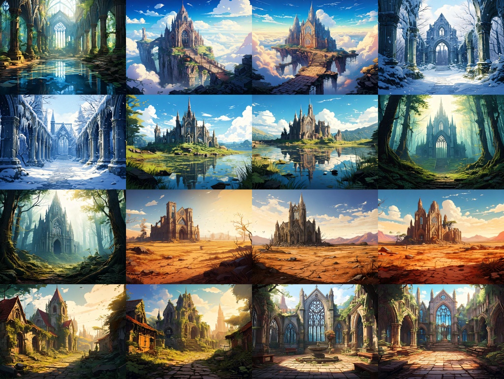 【TRPG背景素材】廃墟の大聖堂 50枚パック