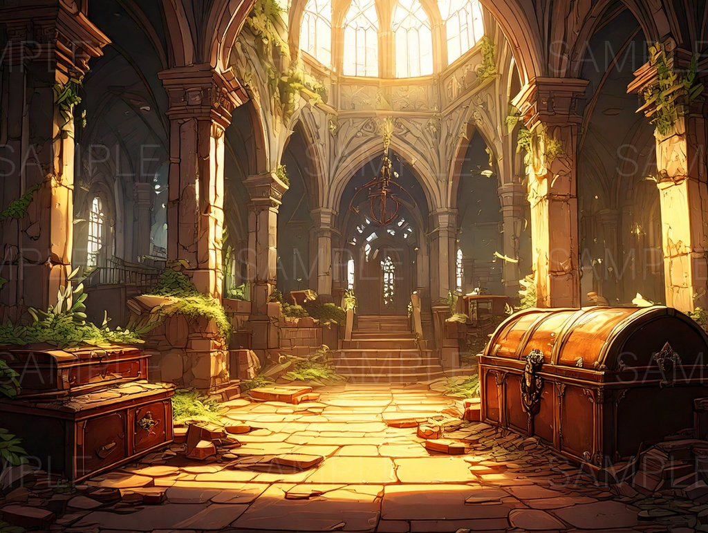 【TRPG背景素材】廃墟の大聖堂 50枚パック