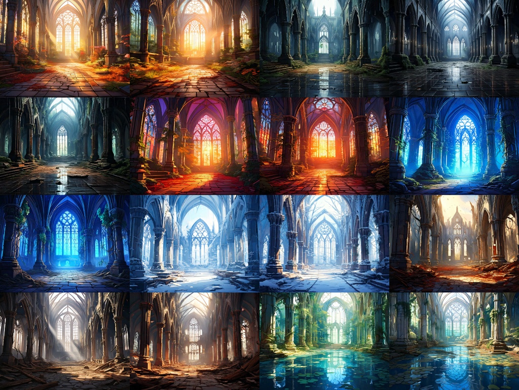 【TRPG背景素材】廃墟の大聖堂 50枚パック