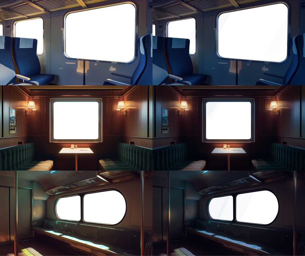 【窓だけ透過】列車・旅客機 20枚パック|差分あり