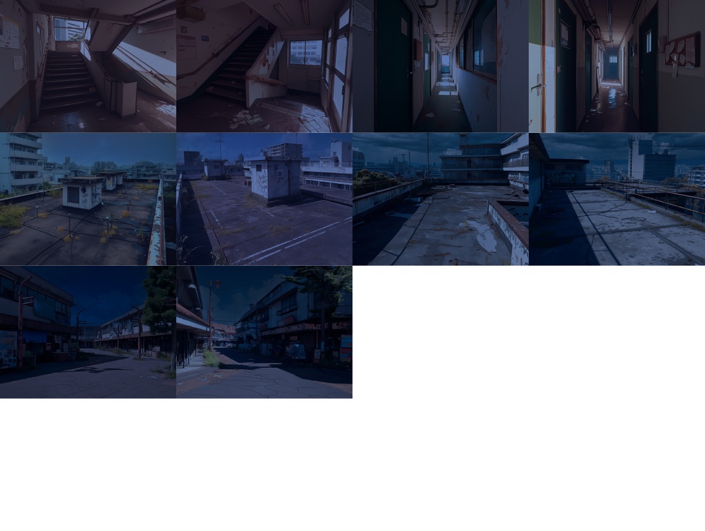 【差分あり 背景素材】廃墟の団地・アパート 90枚パック