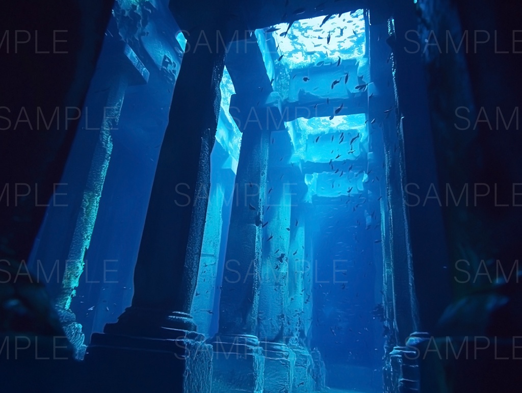 【TRPG背景素材】水没した神殿 10点|Submerged Temple Background