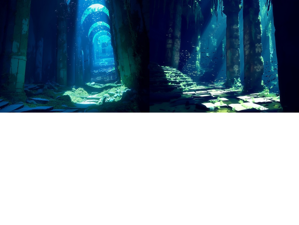 【TRPG背景素材】水没した神殿 10点|Submerged Temple Background