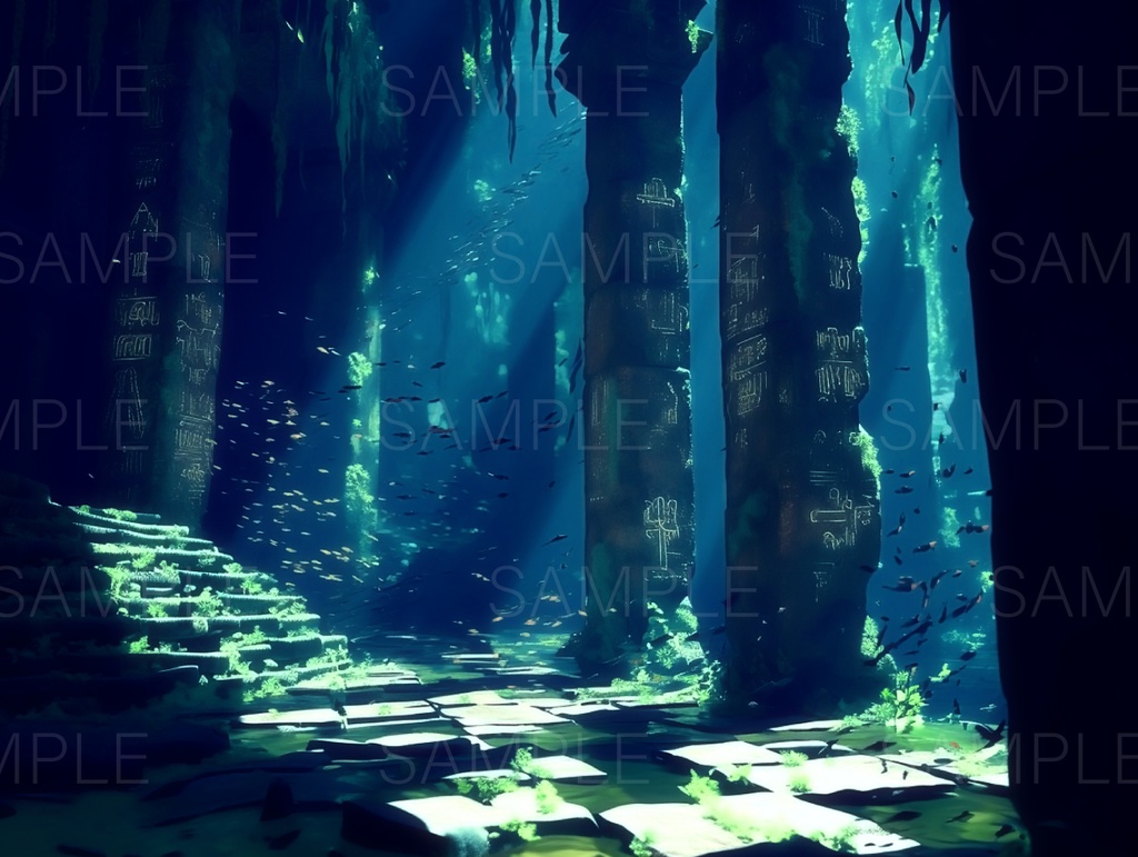 【TRPG背景素材】水没した神殿 10点|Submerged Temple Background