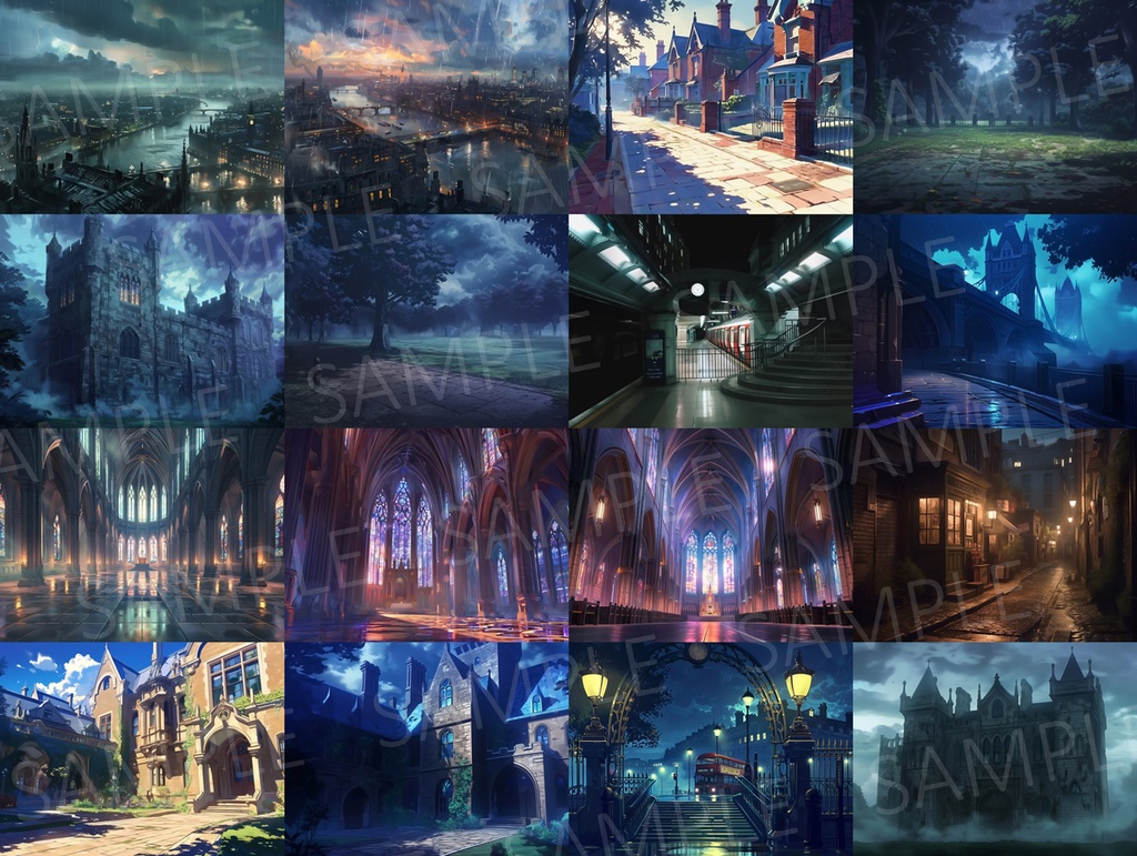 【背景124枚】イギリス ロンドン風 街並み|British-style Townscape Background