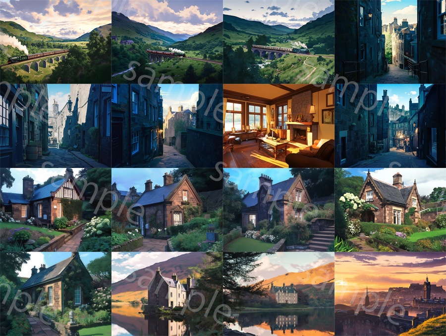 【背景88枚】スコットランド風街並み|Scottish Scenery Pack