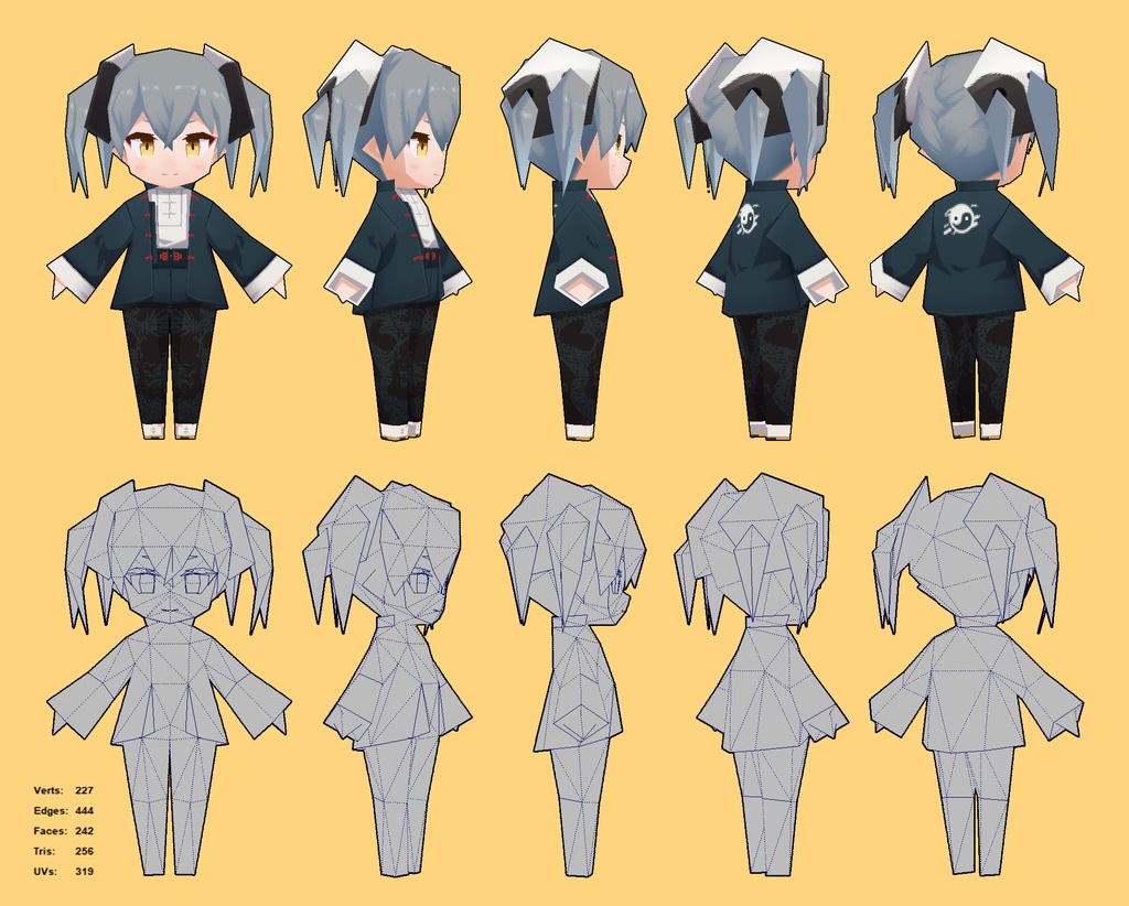 【Free/無料】256流流【3Dモデル/リグ】